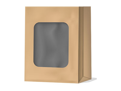 أكياس ورقية ذات قاعدة مربعة بنافذة